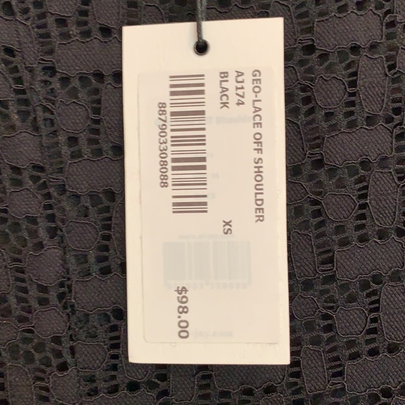 NWT Geo-Lace Off the Shoulder Black Dress - Picture 3 of 8
